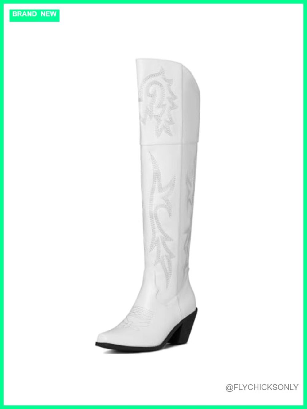 Embroidered Over-the-Knee Cowboy Boots Faux Leather Tall Western